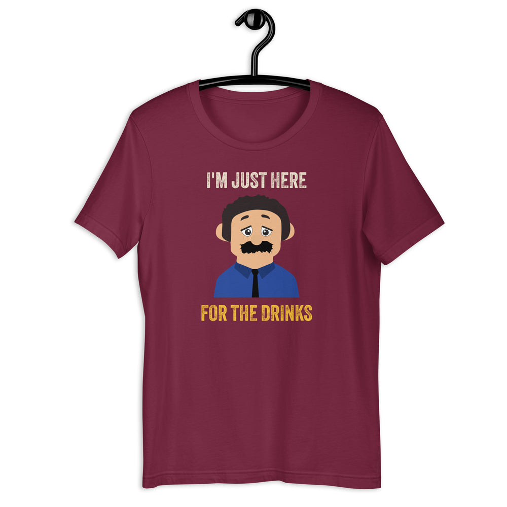 The "I'm Just Here for the Drinks" Awkward Puppets Diego T-shirt is a playful and humorous way to showcase the carefree and party-loving spirit of Diego from the Awkward Puppets series. This t-shirt features a fun and vibrant design that prominently displays Diego along with the humorous phrase, "I'm Just Here for the Drinks."