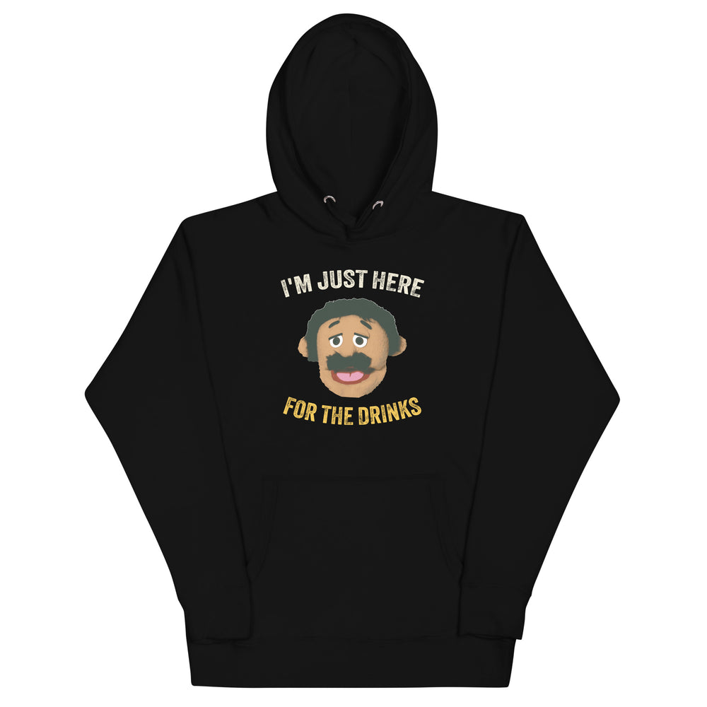 I'm Just Here for the Drinks Awkward Puppets Diego Hoodie