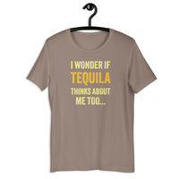 Load image into Gallery viewer, I Wonder If Tequila Thinks About Me Too T-Shirt - SHOPNOO

