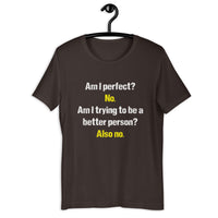 Load image into Gallery viewer, Am I Perfect? No. Am I Trying To Be A Better Person? Also No T-Shirt - SHOPNOO
