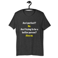 Load image into Gallery viewer, Am I Perfect? No. Am I Trying To Be A Better Person? Also No T-Shirt - SHOPNOO
