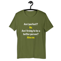 Load image into Gallery viewer, Am I Perfect? No. Am I Trying To Be A Better Person? Also No T-Shirt - SHOPNOO

